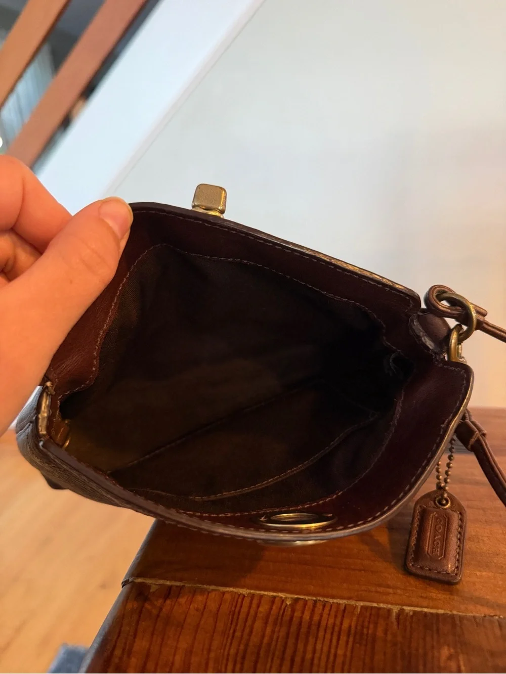 Vintage Coach Brown Pebble Clutch